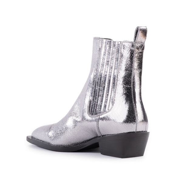 SEYCHELLES Hold Me Down Metallic Silver Leather Boot Women's Size 10 - Picture 3 of 8